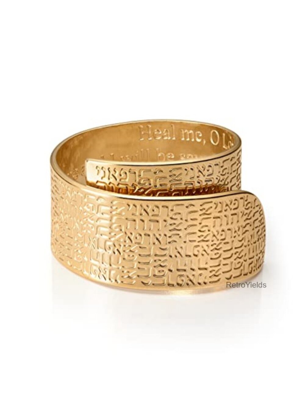 18K Gold Plated Adjustable Hebrew Prayer Ring Statement Jewelry